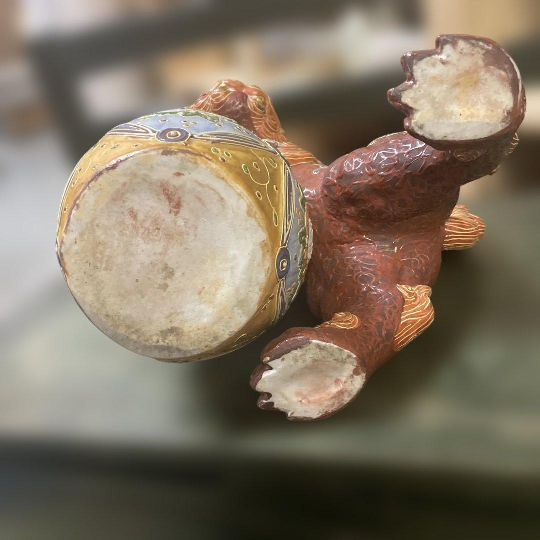 古九谷赤絵付け金彩 玉乗り獅子 石川県九谷焼 古美術 骨董 - メルカリ