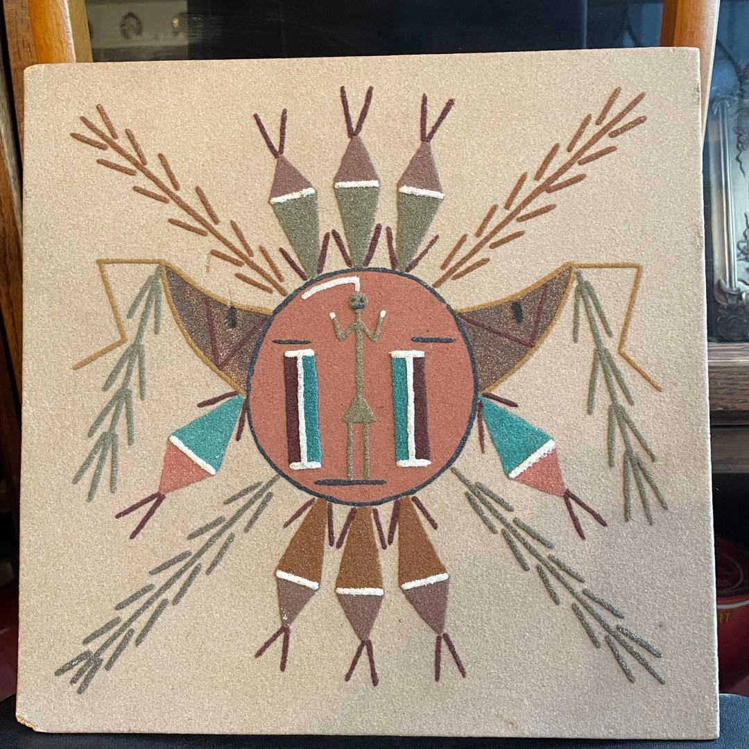 貴重★ネイティブアメリカン　太陽　サンドペイント砂絵　ナバホ族ビンテージアリゾナ