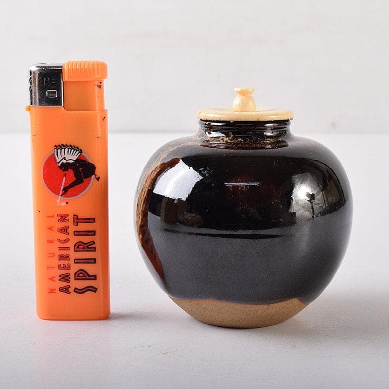 茶道具 京焼 桶谷定一作 文琳 茶入 共箱 V 8177