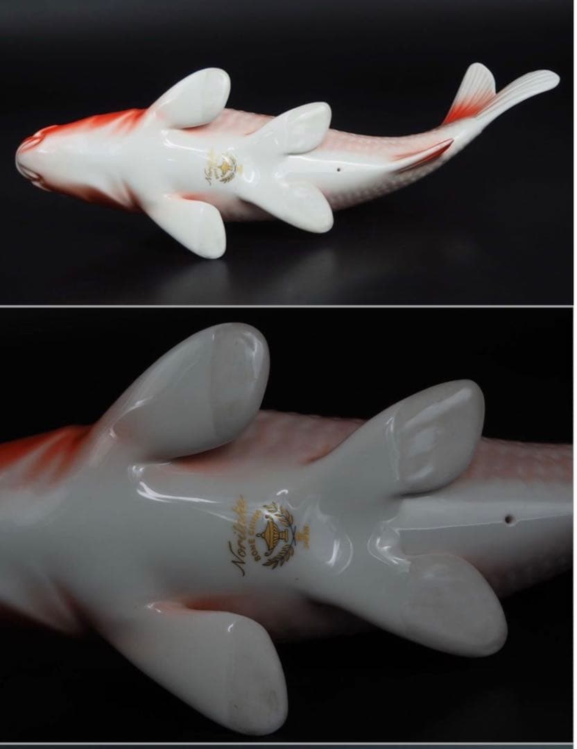 送料無料 ノリタケ 鯉置物ペア 完品無傷