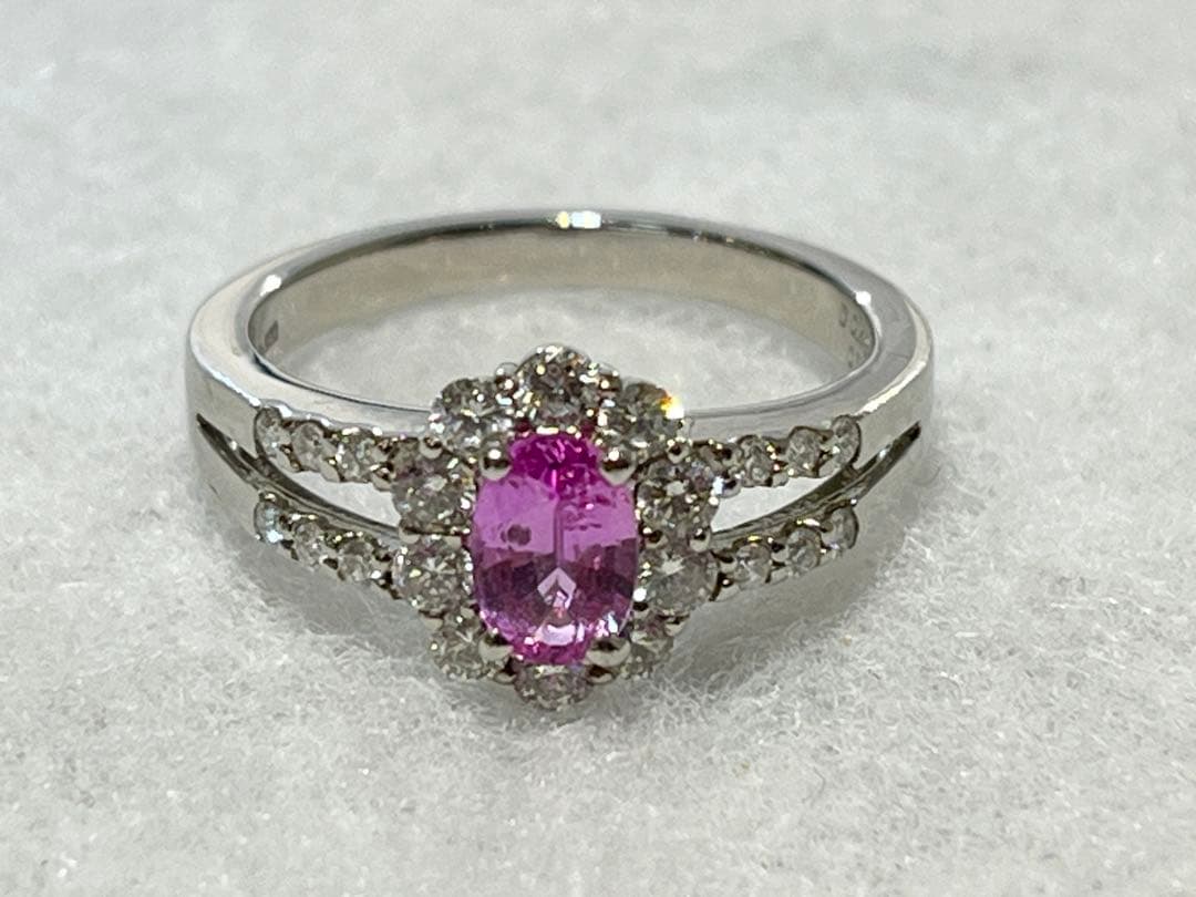 ピンクサファイア リング ネックレス ジュエリーセット 鑑定書付