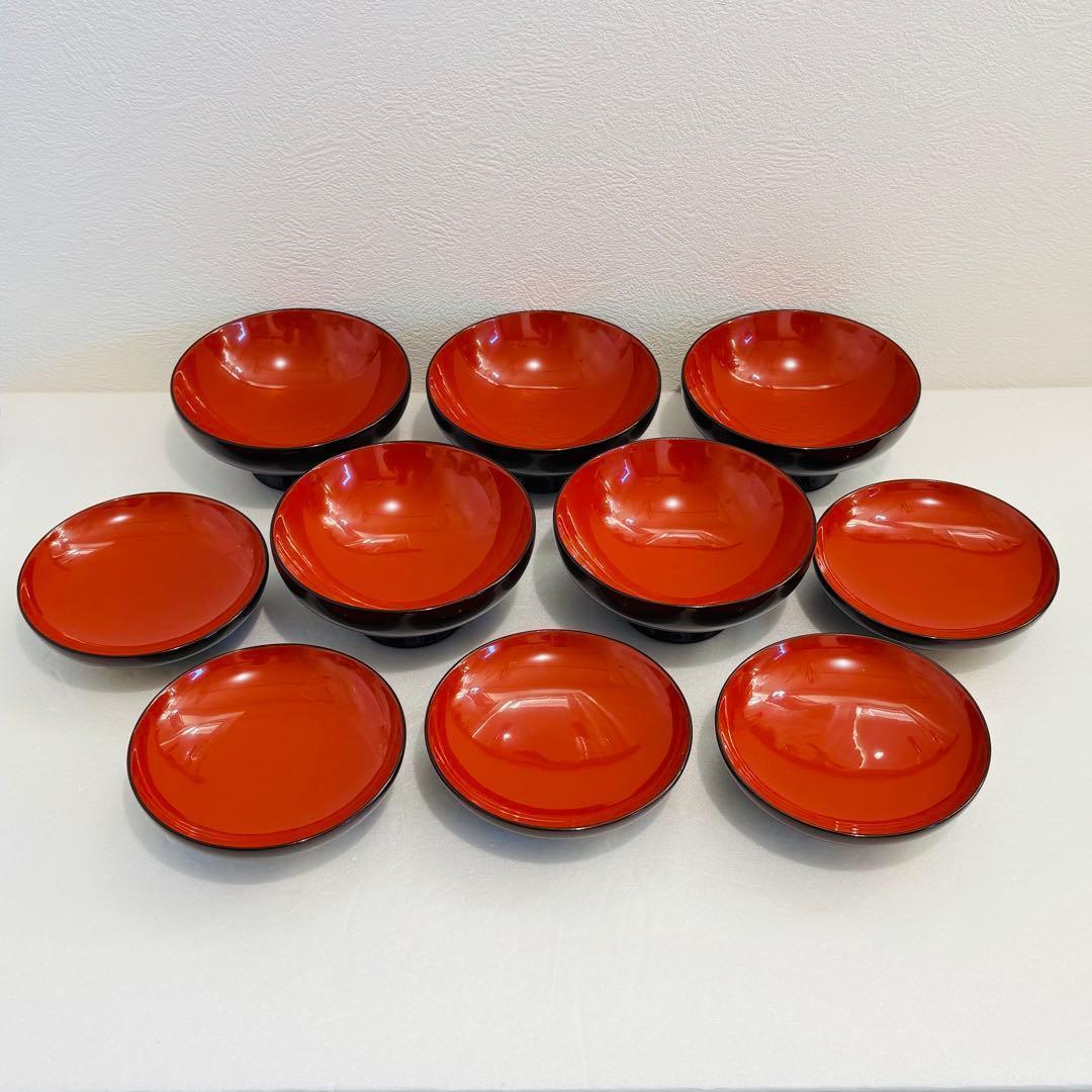 ⭐️【 新品 】川連漆器 天然木漆器 沈金 唐草牡丹彫蒔絵 蓋付き椀揃 5客⭐️