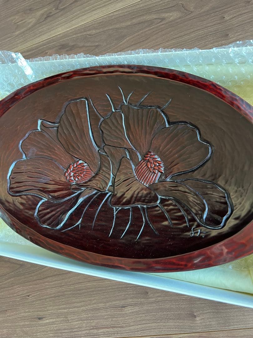 永田秋岳真作 鎌倉彫 盛器　1点物