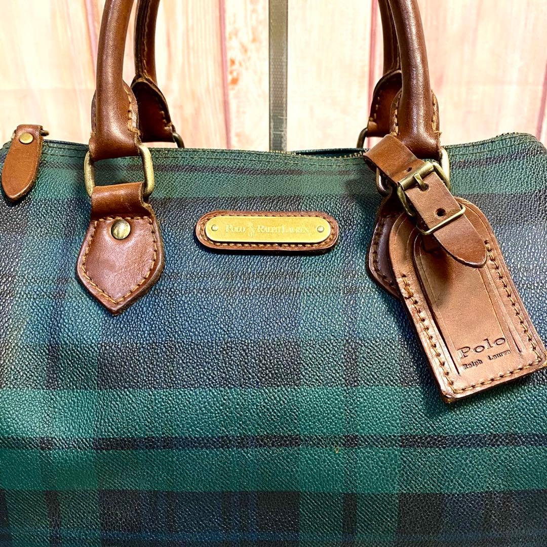 ポロラルフローレン　ハンドバッグ　ミニボストンバッグ　手提げ　チェック柄