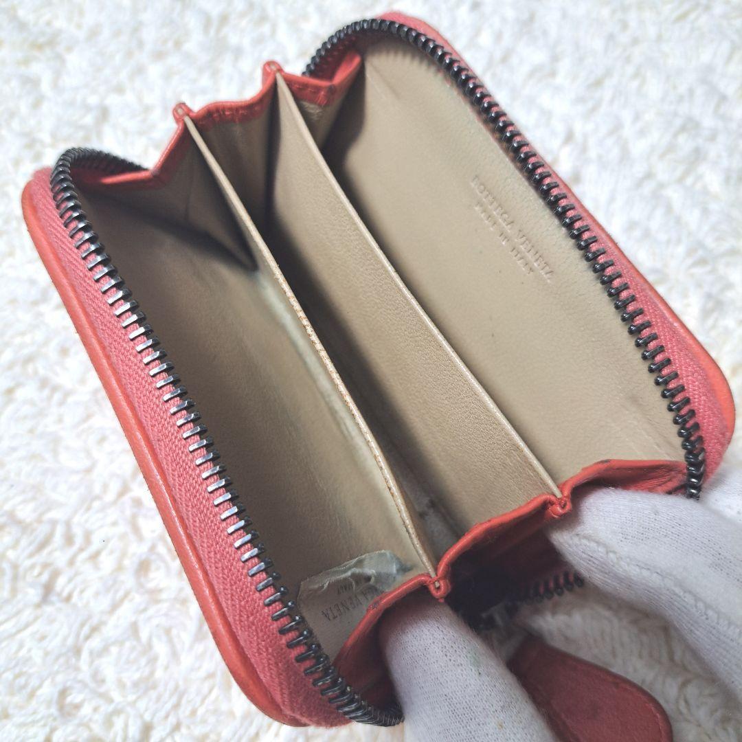 ボッテガヴェネタイントレチャートレザー本革小銭入れケースラウンドジップ