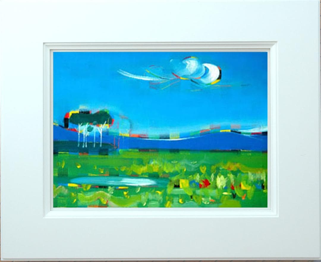 油絵 菅家令子 絵 絵画インテリア 額付(黒) F4-080111 風景 草原