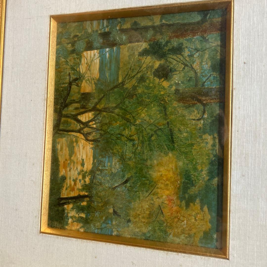 日本画 風景画 茶色と金色のフレーム 寺内萬次郎作家