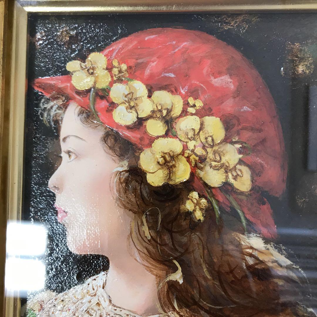 油彩画　肉筆　少女　日高　康志