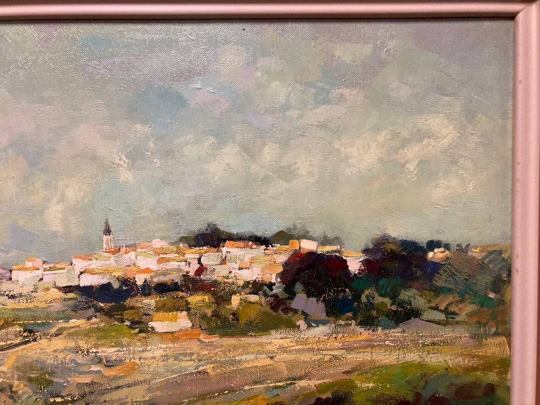 油彩 【ジャック・ソコル（J・Sokol）】仏人画家「Vendéeの村」F10号