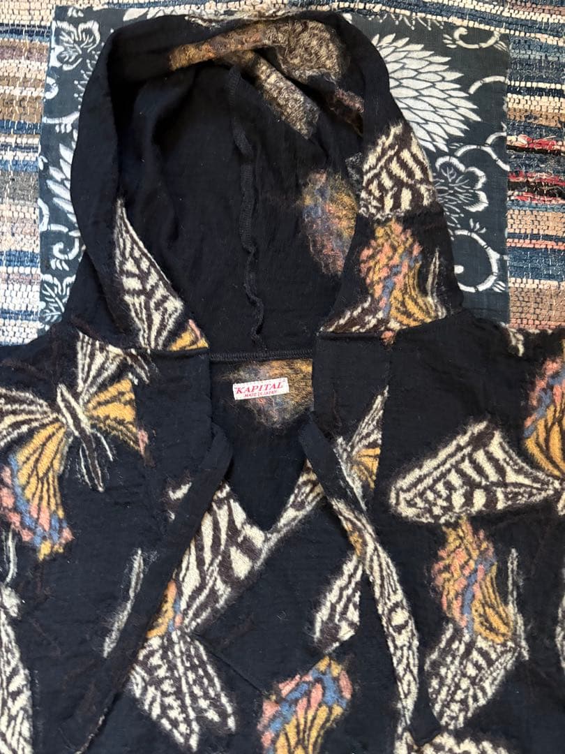 KAPITAL 縮絨ウール　蝶々　フード付きパーカー　バハパーカー