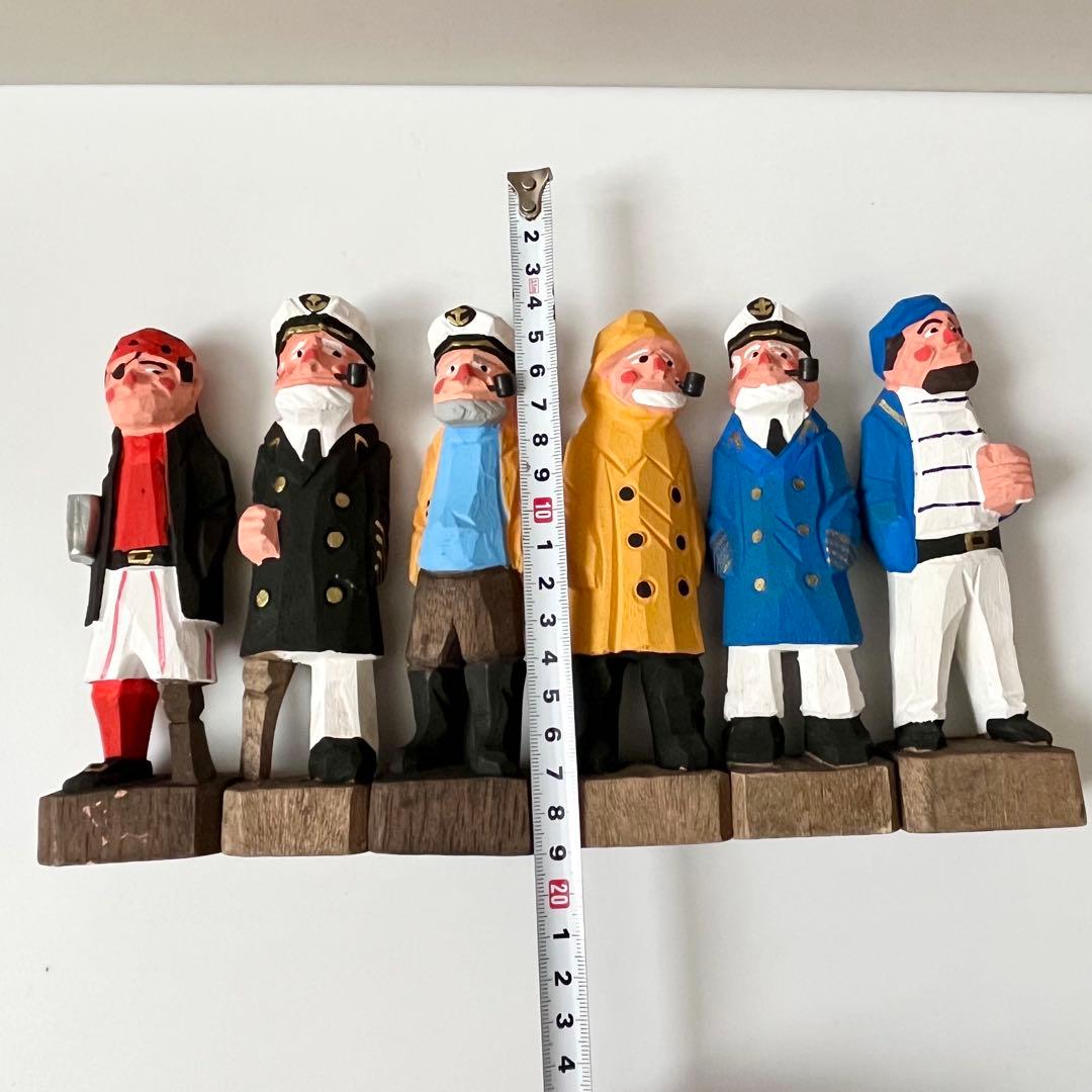 マドロス人形 6体セット 海賊 船乗り 漁師 木 木製 木彫 木彫り 置物