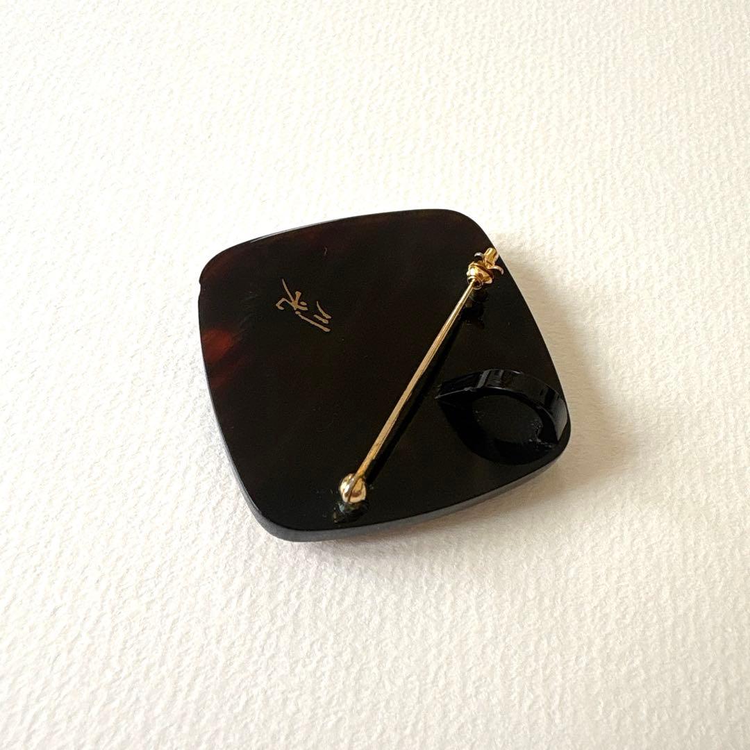 本鼈甲　螺鈿蒔絵　川光作　ブローチ& トップ　 vintage 螺鈿工芸　伝統