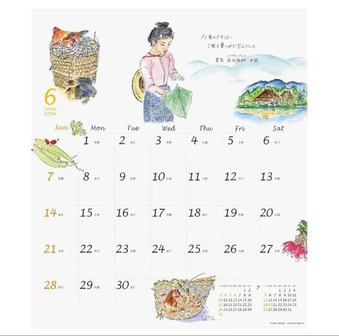 壁掛けカレンダー 2026 イラスト 押田洋子 新品未開封 - メルカリ
