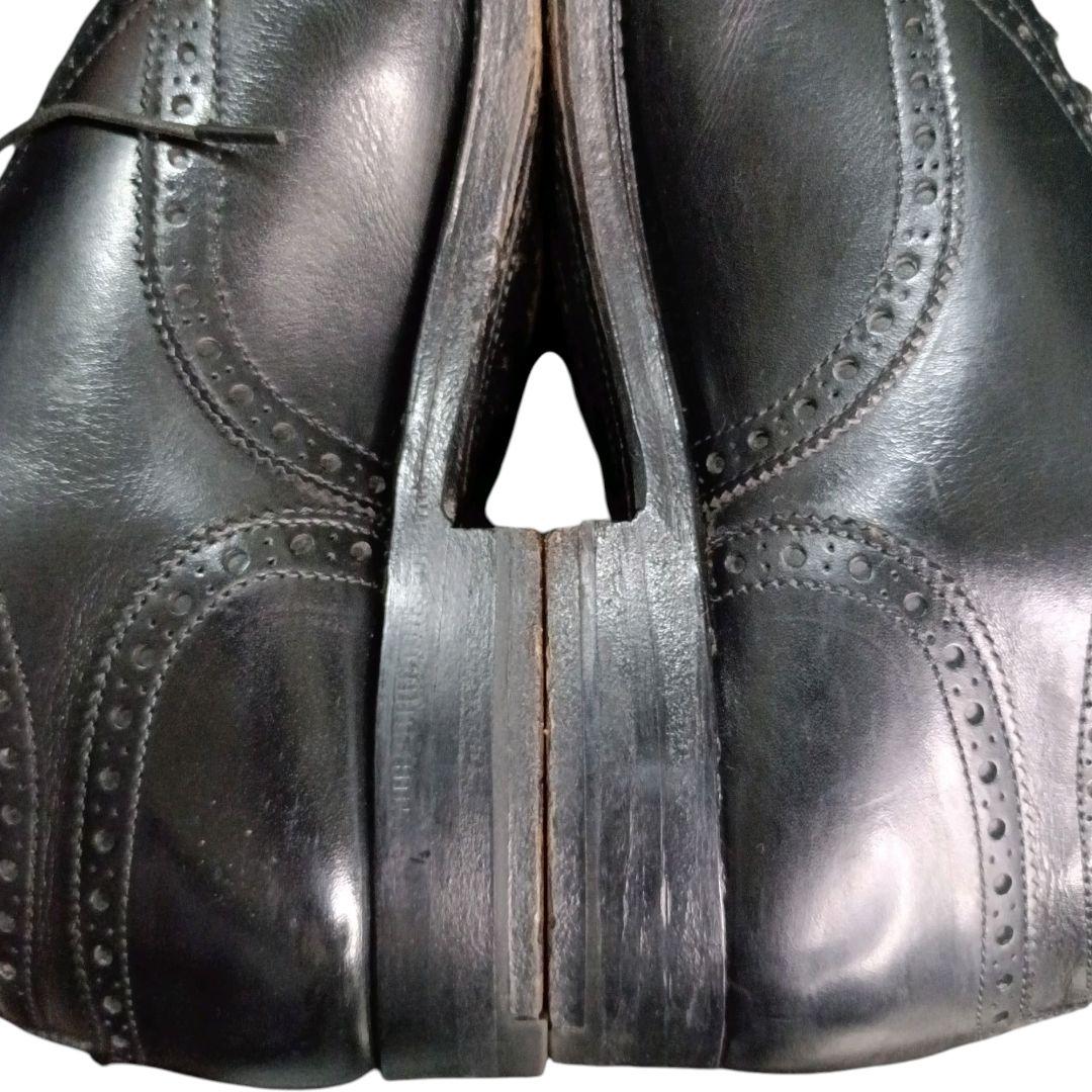 Alden ブラックカーフ セミブローグ パンチドキャップトゥ ビジネスシューズ