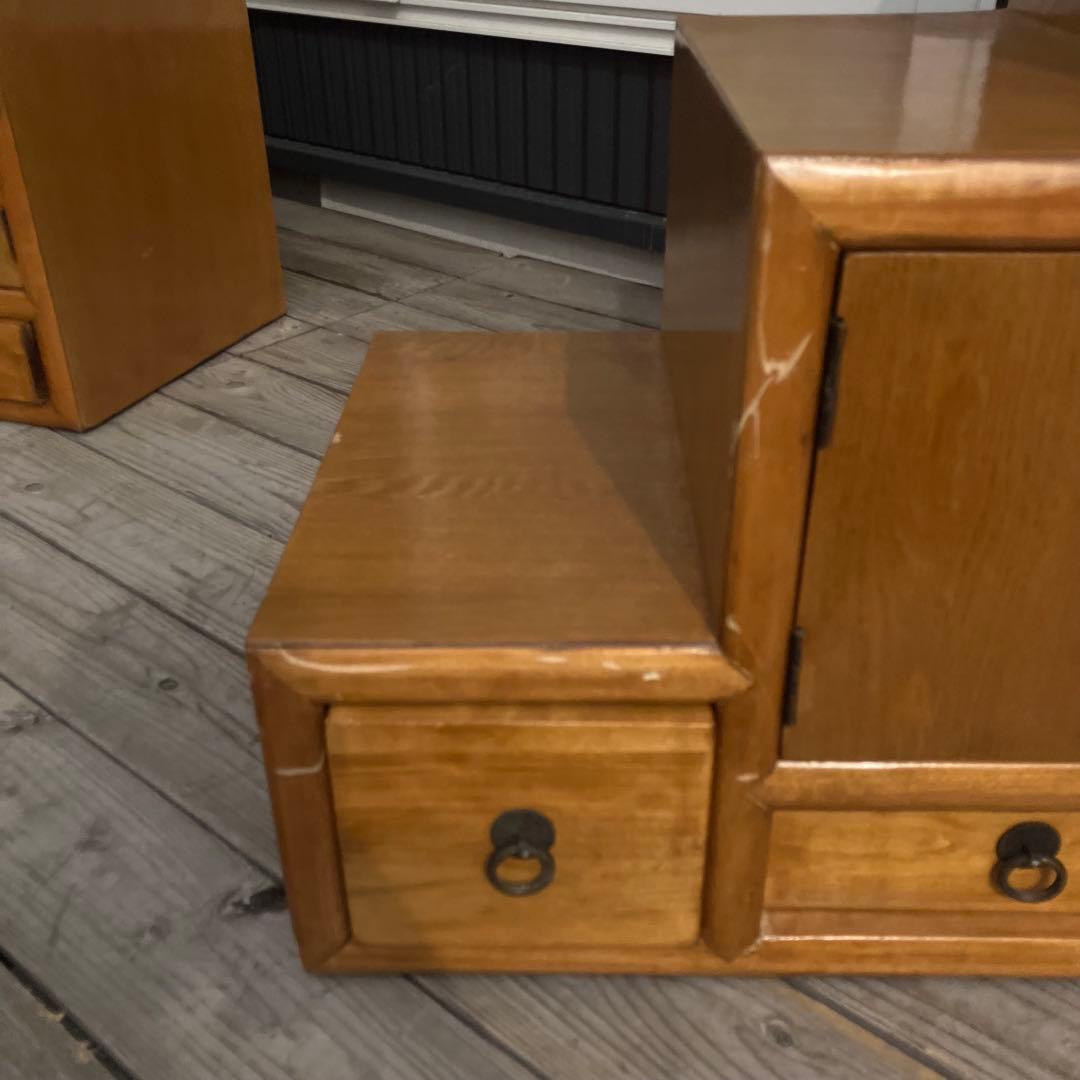 ① 昭和レトロ 中国古典家具 木製 階段箪笥 サイドボード 古家具