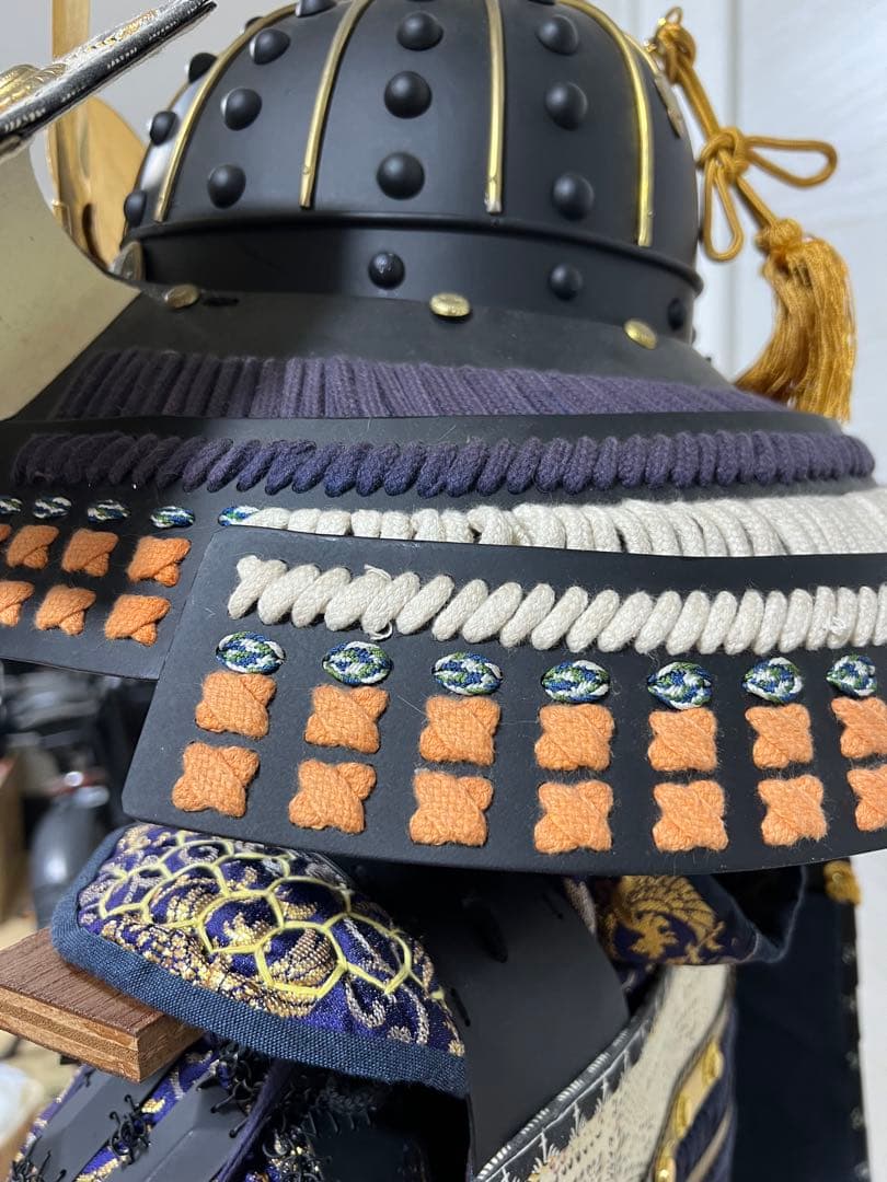 【未使用・保管品】等身大 甲冑 具足 黒胴当世素掛 紺・白・茶 甲冑工房丸武