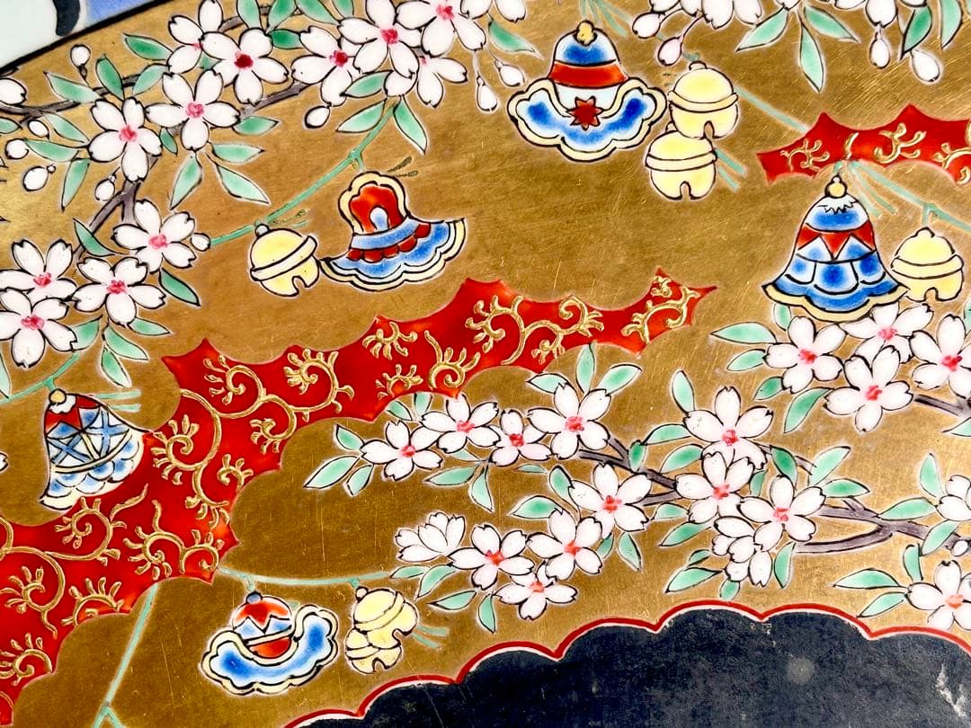 稀少 明治九谷の第一人者 松本佐平 松雲堂 五彩手流水草花文大皿