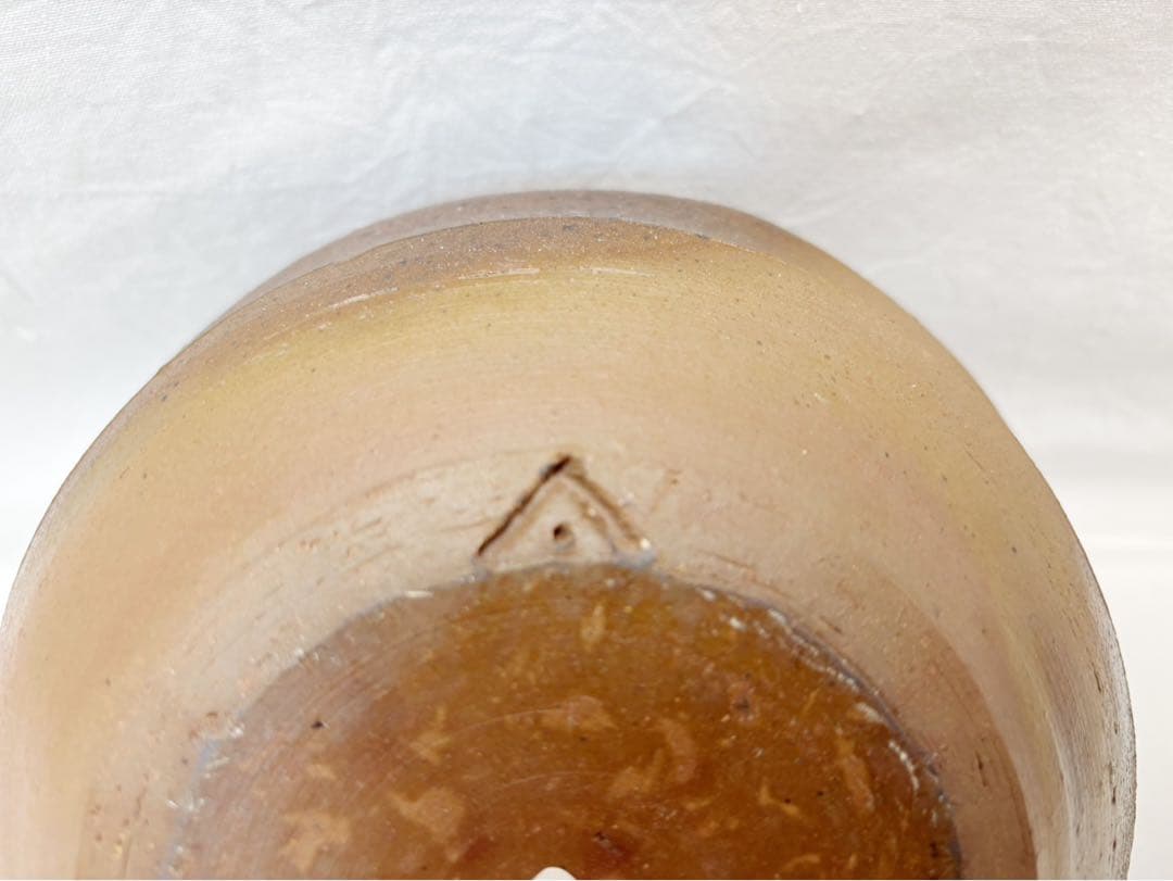 未使用 茶道具 小山岑一造 花ノ木窯 芋頭 備前焼 水指 水差し 陶印