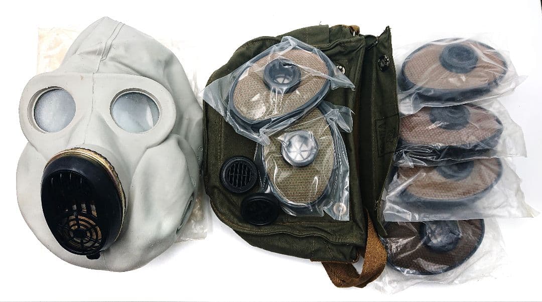 ロシア/ソ連実物 PBFガスマスクセット【ホワイト】ヘッド55～56サイズ