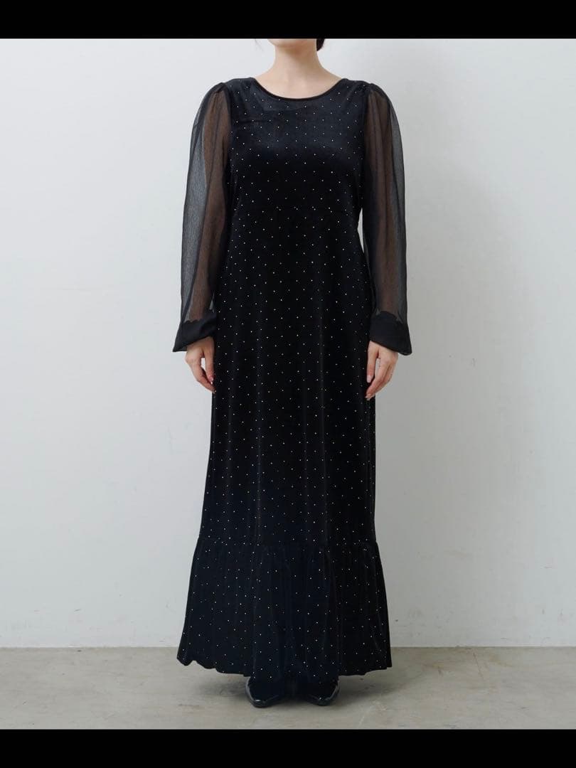 【即購入ＯＫ】⭐︎新品未使用 kastane ベロアスタッズワンピース　ブラック0