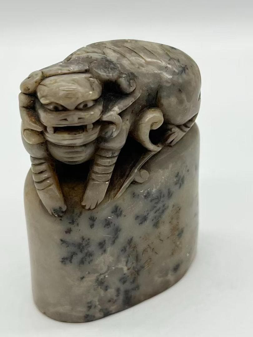 清時代 寿山石印 神獸鈕 巴林石印 印文 墨香龍神 篆刻印鑑 F