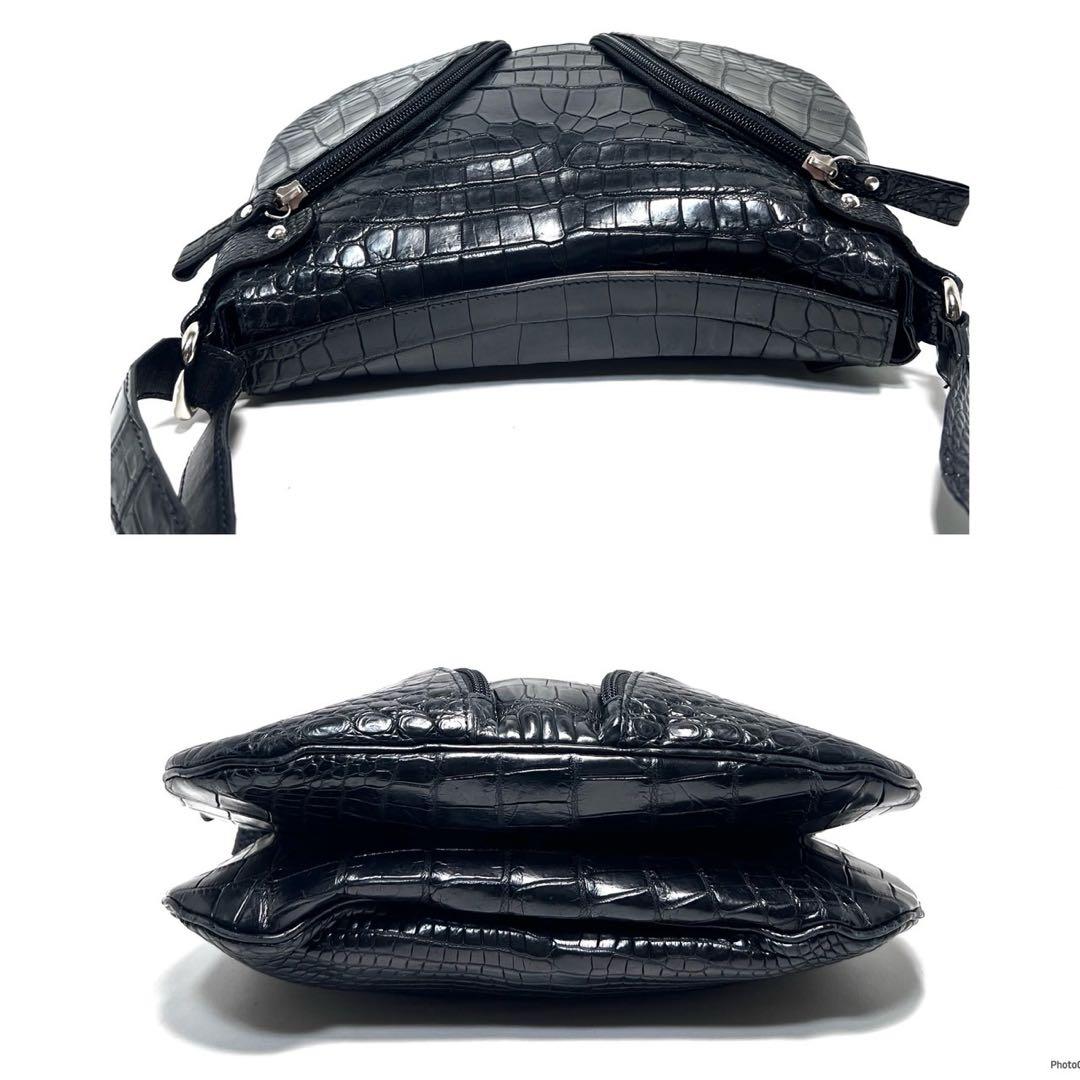 【美品】JRA認定品 日本製/クロコダイルレザー/マットクロコ/ショルダーバッグ