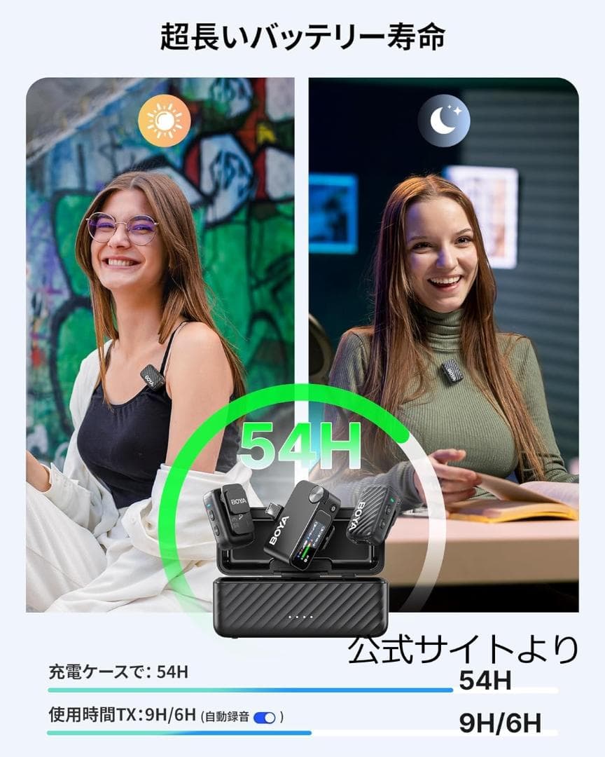 ワイヤレスピンマイク BOYAMIC2 黒 2個 充電ケース AI ノイキャン