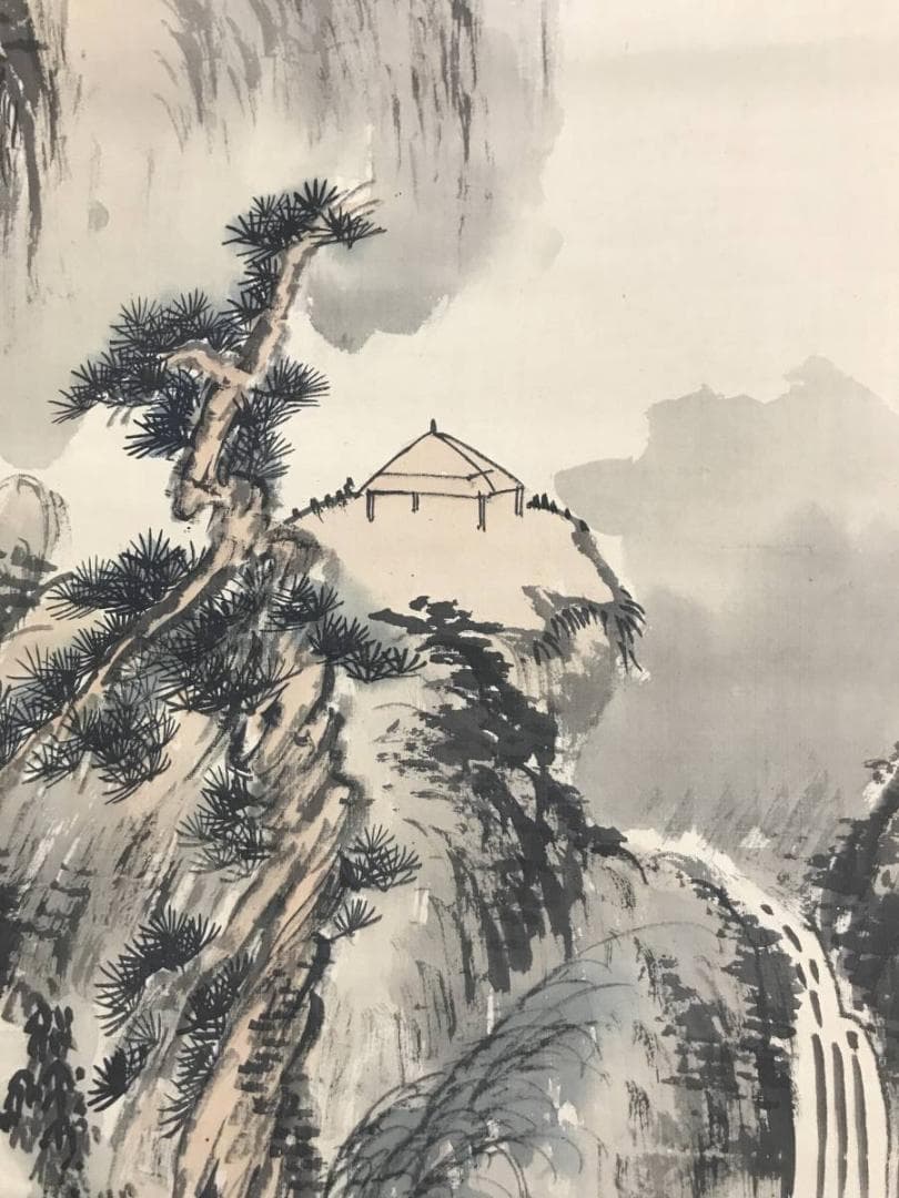 【真作】天野方壺/山水人物画賛/山水図/掛軸/名家伝来/AD-381