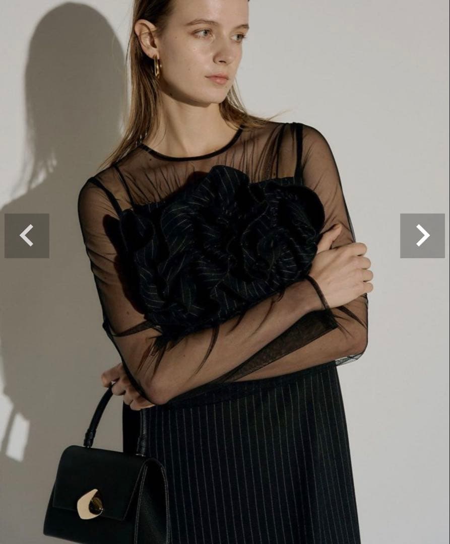 Wavy frill bustier stripe dress リルアー