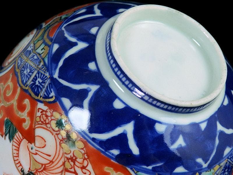 古伊万里 金襴手 若松に梅 舞鶴の図 大振蓋茶碗 2客 E170AS-fbtg