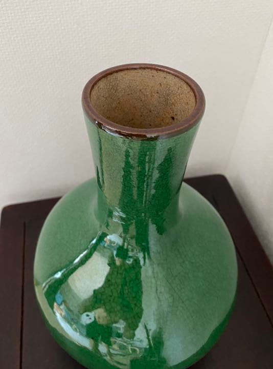 花瓶 緑釉 中国 清時代