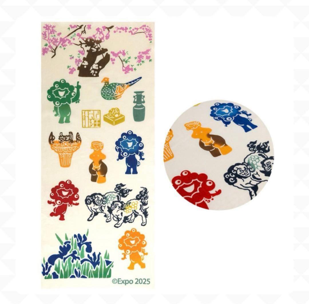 日本国宝展　万博コラボ　EXPO2025 ミャクミャク 手染め 国宝手ぬぐい