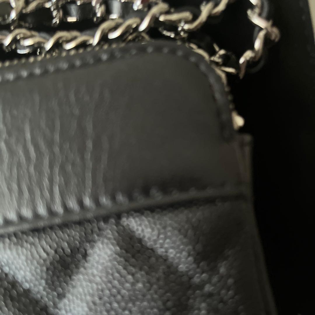 R　CHANEL チェーンウオレットキャビアスキン　ブラック
