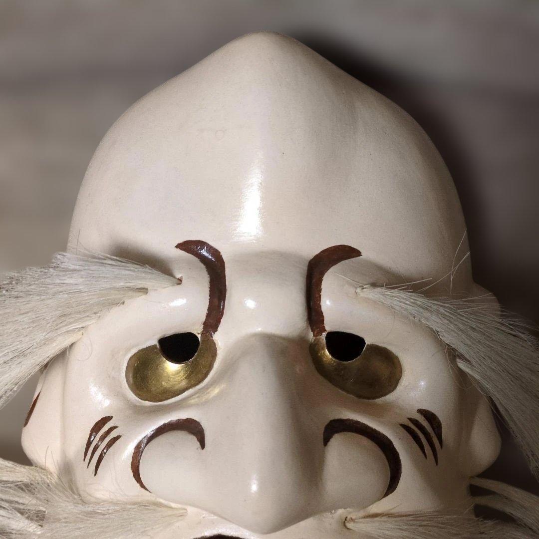備中神楽面 翁面 上田春山 作 木製 髭付き - メルカリ