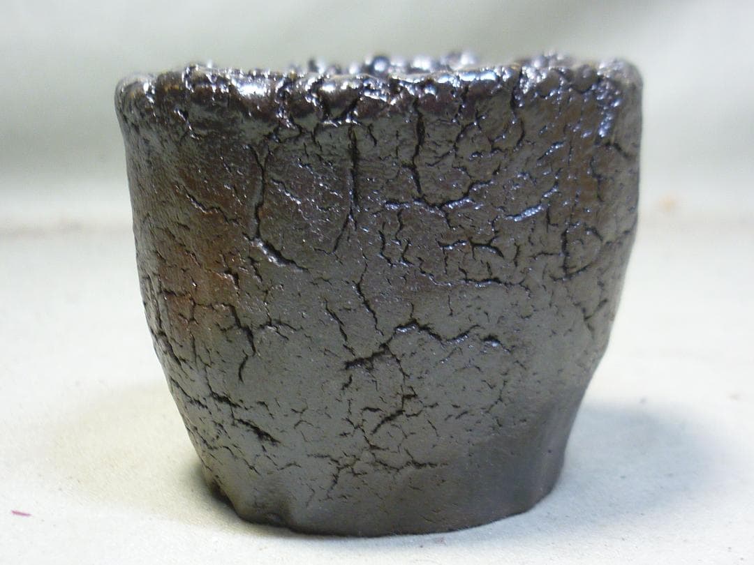 備前焼　龍巻ぐい呑　酒呑　煎茶碗に！細密龍細工