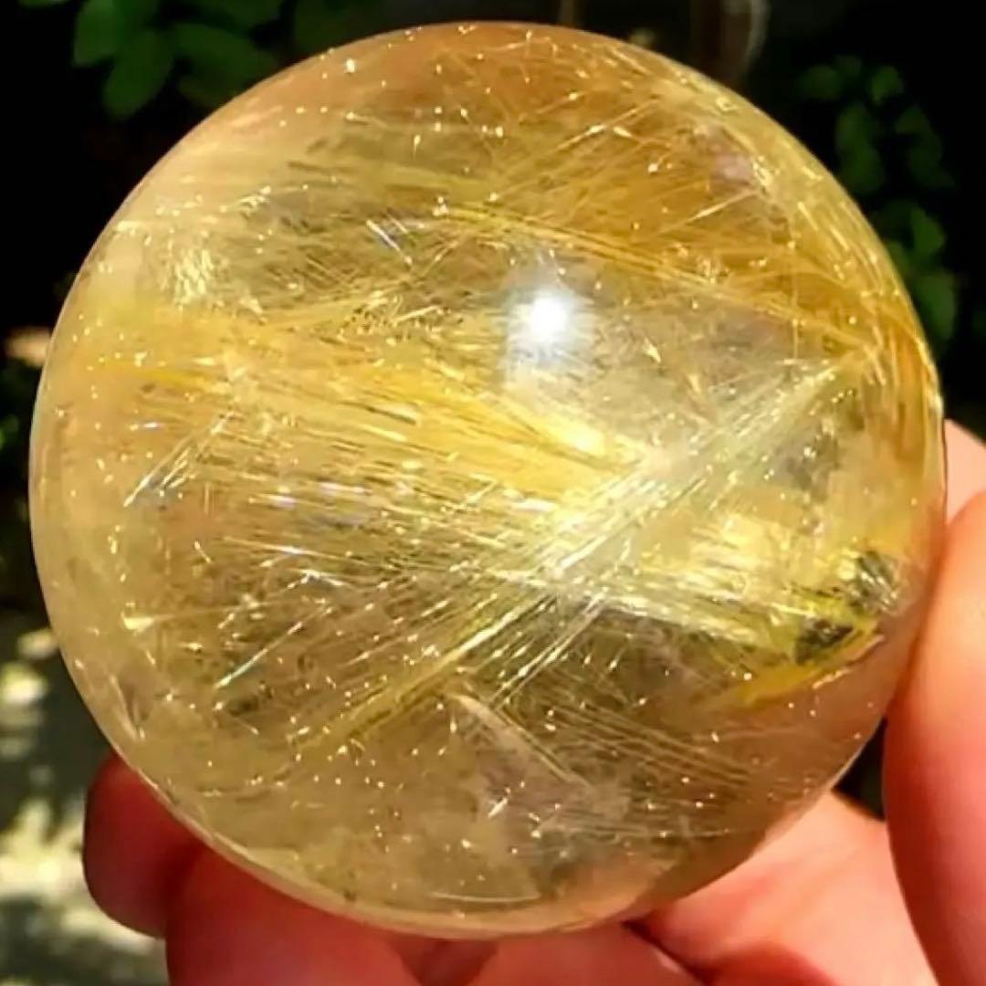 超絶綺麗✨55mm ゴールドルチルクォーツ丸玉スフィア金針水晶 超絶綺麗