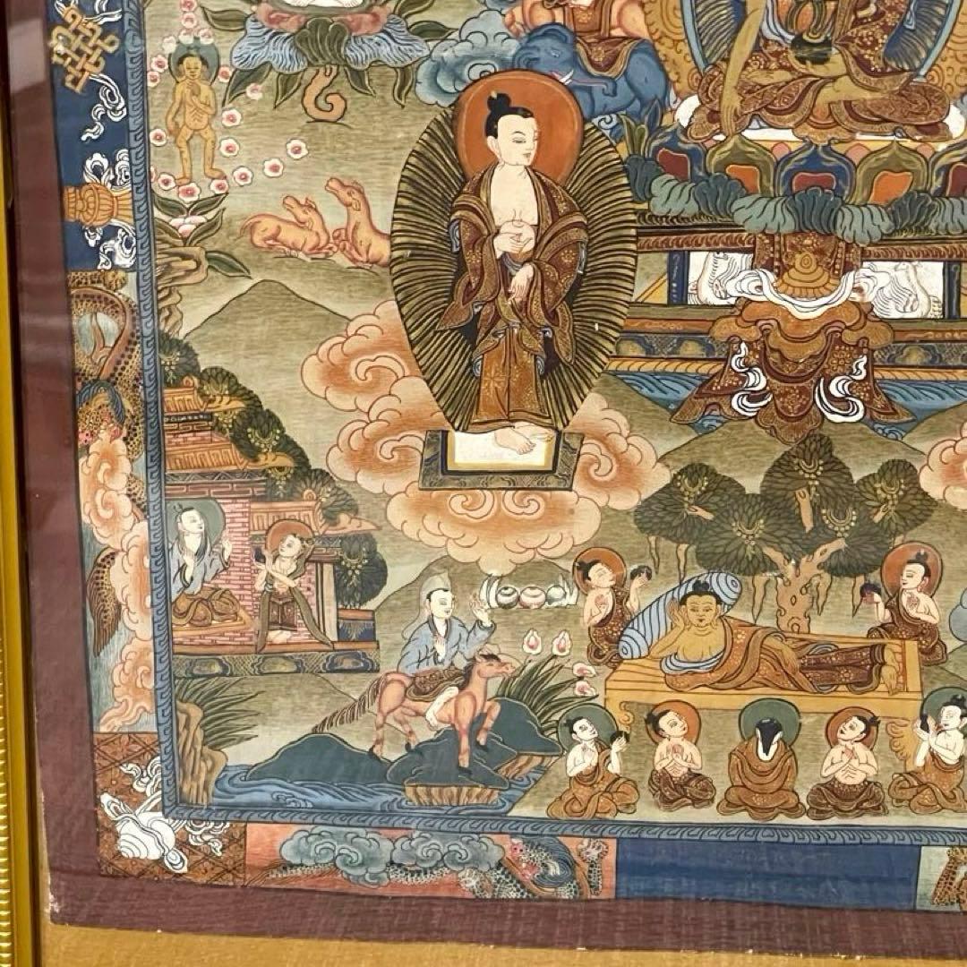 ネパール　カトマンズ　手描き仏画　曼荼羅　釈迦の生涯