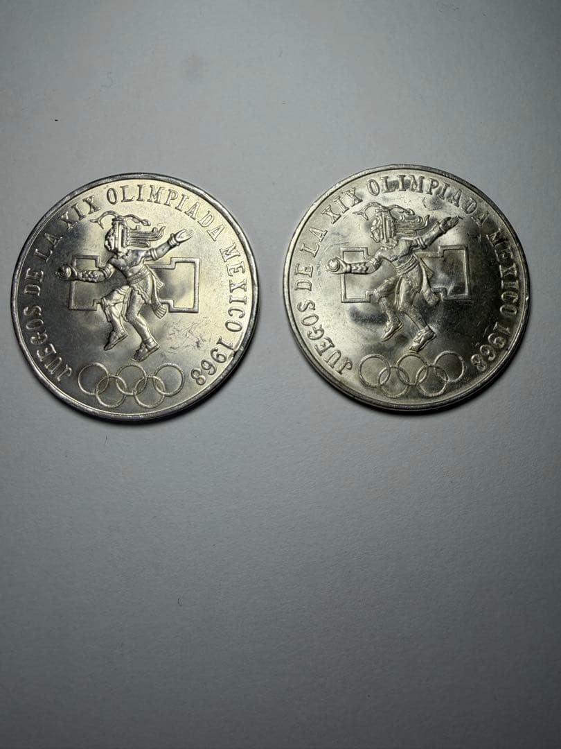 極美品1968年メキシコ オリンピック銀貨 SV720 純銀換算32g2枚 - メルカリ