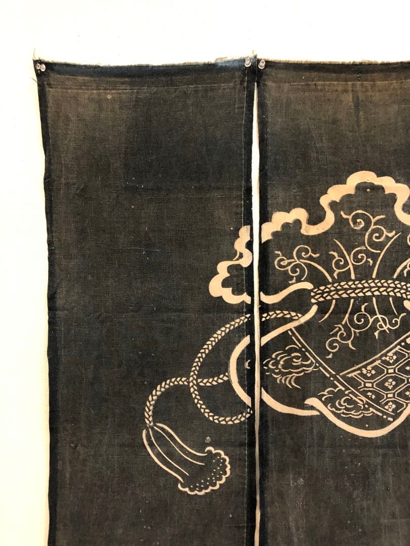 藍染三巾加賀のれん時代物木綿古布ソ-126