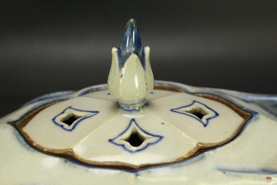 古清水 粟田焼 仁清写 鳳凰 香炉 25cmx11cm(LC639)