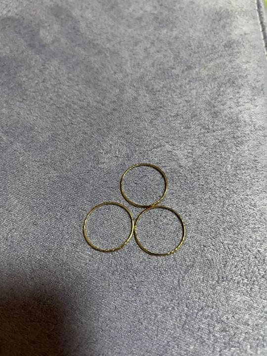 Lilas テクスチャー3本リング K10 10号 ゴールド 地金　刻印