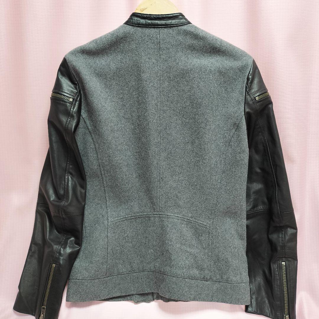 DIESEL シングルライダース ジャケット S ウール 切替 スタジャン 牛革