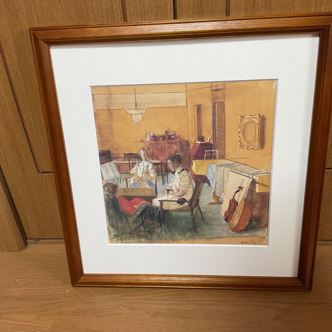 小磯良平 パステル画複製画 タイトル【室内】1976年作