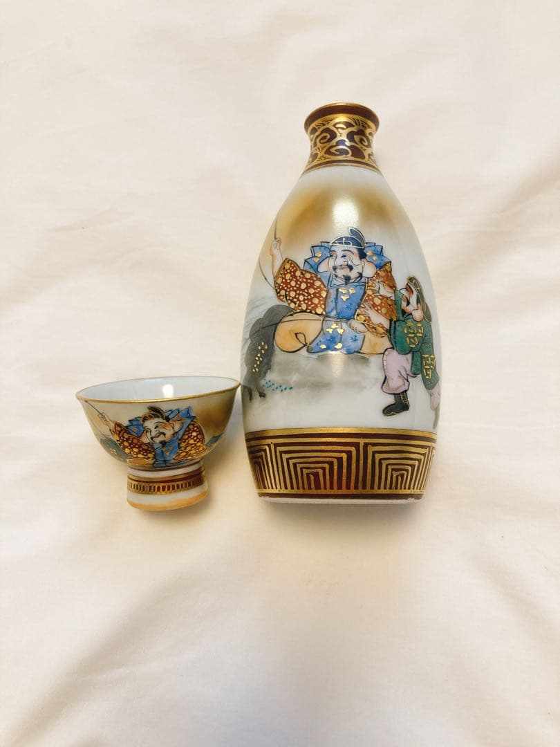 九谷焼　徳利とお猪口 未使用】九谷焼セット徳利2本お猪口5個/酒器セット木箱入り/九谷焼