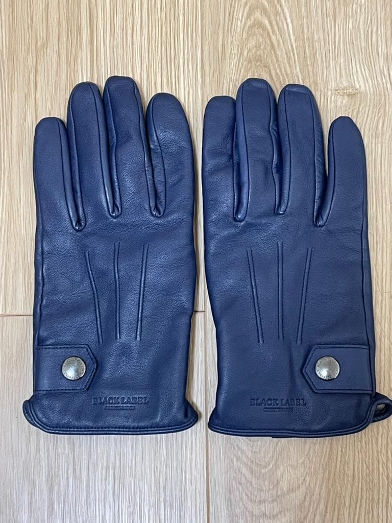【美品】ブラックレーベルクレストブリッジ 羊革 手袋 カシミヤ混ネイビー25cm BLACK LABEL CRESTBRIDGE ブラックレーベル クレストブリッジ 黒革手袋