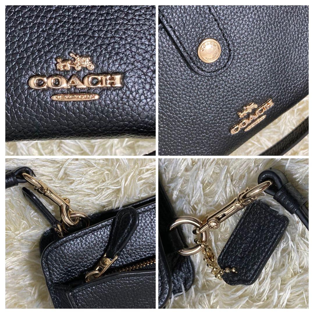 【美品】コーチ ショルダーウォレットバッグ ノア レザー ブラック 財布