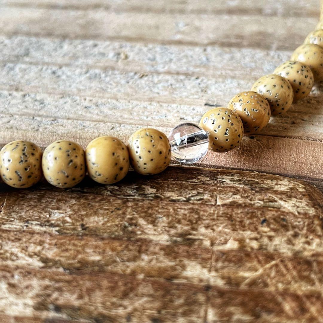 奉仕価格出品》-古材木札(空) ミニマーラー 星月菩提樹数珠数珠型