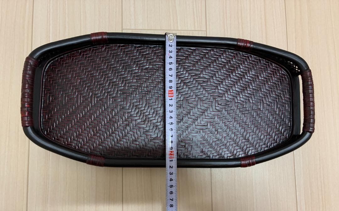 久留米 九籃（くらん） 八角トレイ 黒／籐風／漆塗調トレー