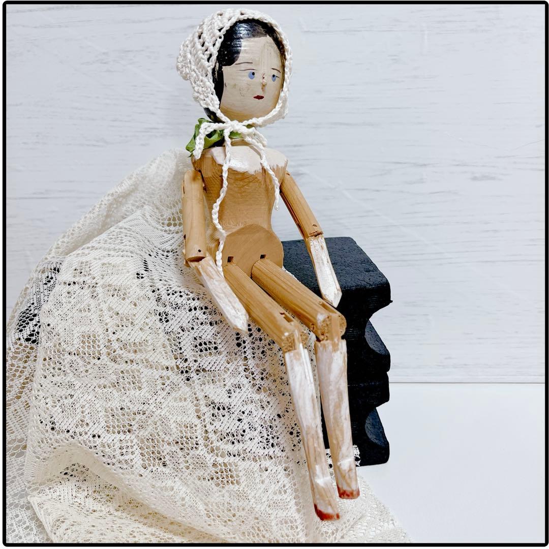 希少】ペグドール 優しい表情 アンティーク ウッデンドール 木製人形