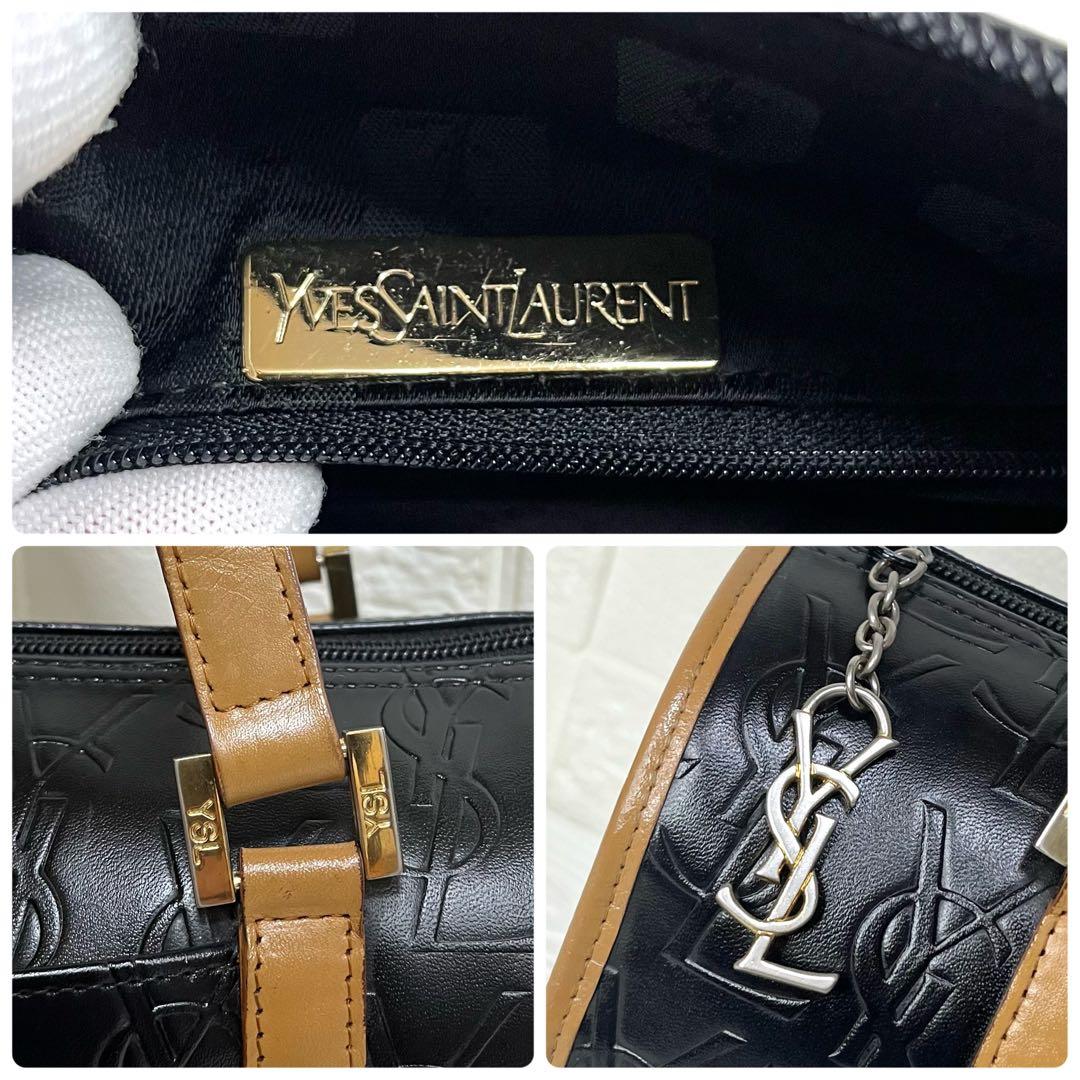 【入手困難】✨美品✨☘️イブサンローラン☘️✨ミニボストンバッグ✨YSL柄✨金具ロゴ